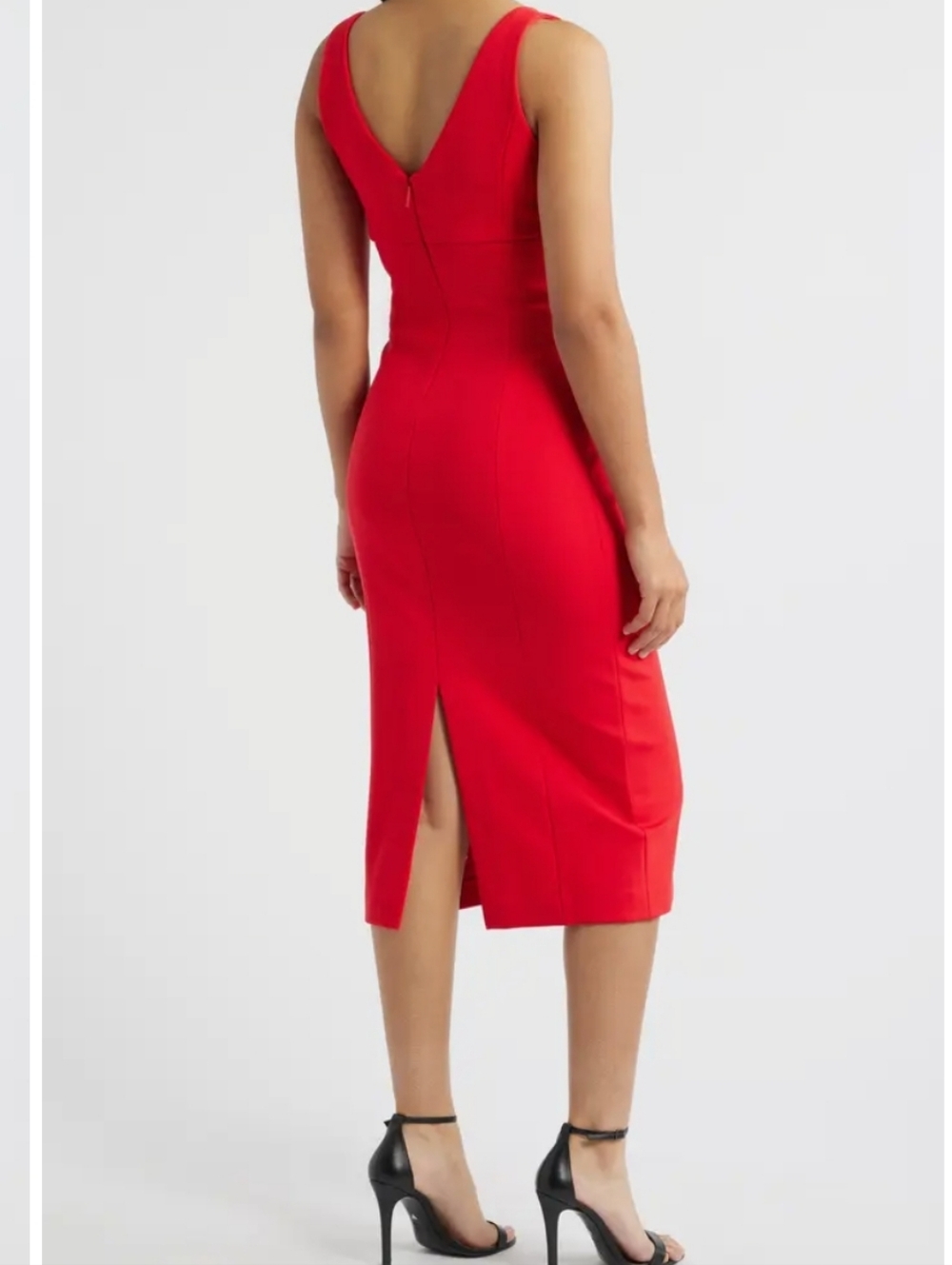 NWT SPANX Shape Red Ponte V-Neck Sleeveless Midi Dress Size M - Picture 5 of 9